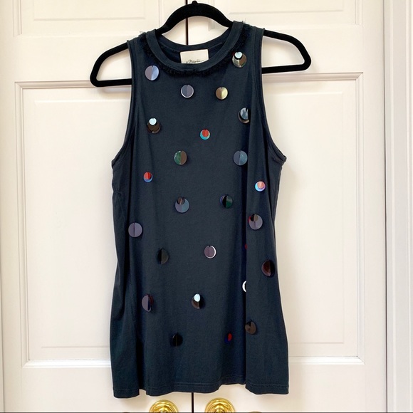 3.1 Phillip Lim Iridescent Sequin Black Tank Top - Picture 4 of 14